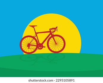 
racing bicycle vector sun grass view