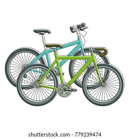 racing bicycles isolated icons