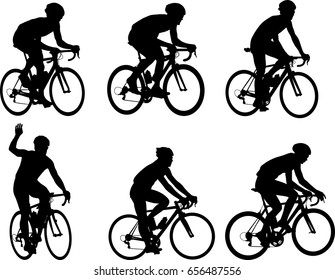 racing bicyclists silhouettes collection - vector 