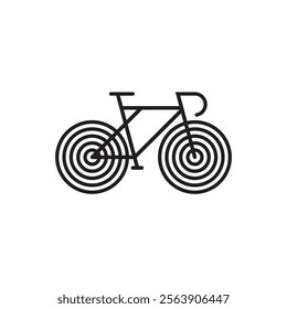 racing bike with striped wheels logo vector