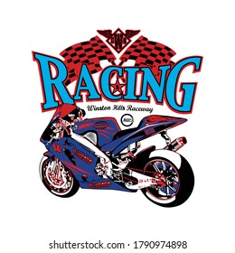 Racing bike vector printable t-shirt design,tattoo design, poster design 