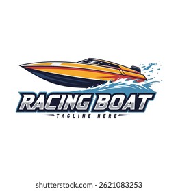 Racing Boat Logo vector illustration
