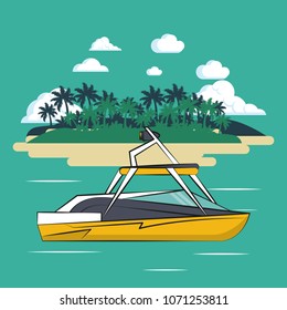 Racing boat on sea