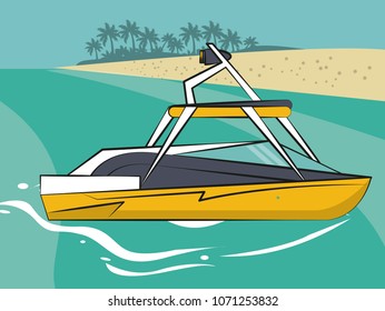 Racing boat on sea