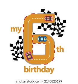 Racing boy birthday t-shirt decoration with racing track