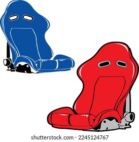 racing bucket seat design red and blue color Vector Illustration.