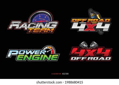 Racing car and 4x4 Offroad logo template vector. Automotive Logo Vector Template. Concept Design Vector.