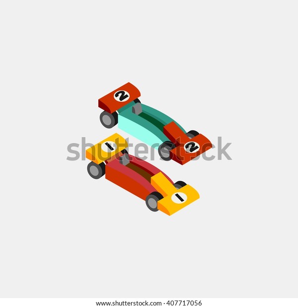 racing car amusements park isometric\
design. abstract isolated vector\
illustration.