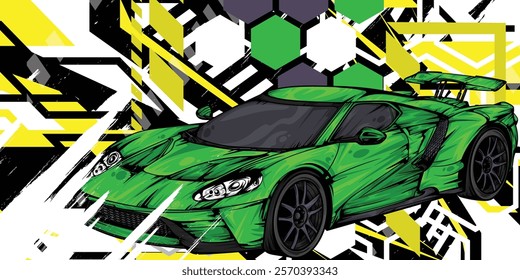 Racing car background with cool abstract lines, eps 10, editable.