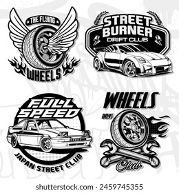 Racing Car Badge Vector Illustrations