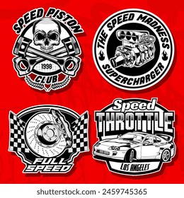 Racing Car Badge Vector Illustrations