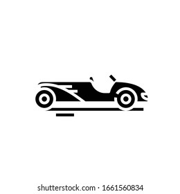 Racing car black icon, concept illustration, vector flat symbol, glyph sign.