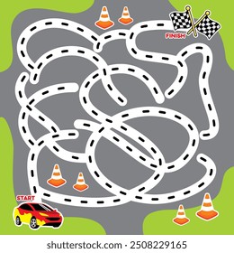 racing car board game labyrinth template vector