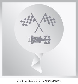 racing car with checker flag
