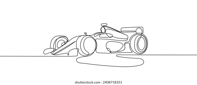 Racing car. Continuous one line drawing style. Vector illustration