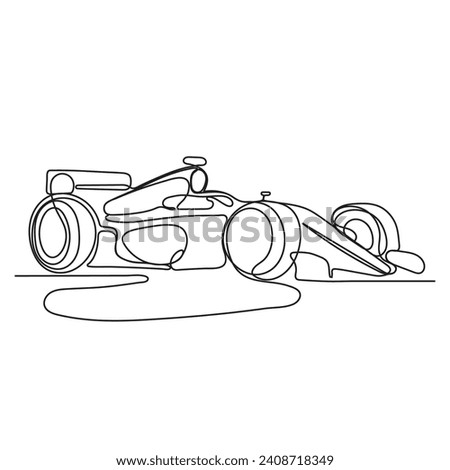 Racing car. Continuous one line drawing style. Vector illustration