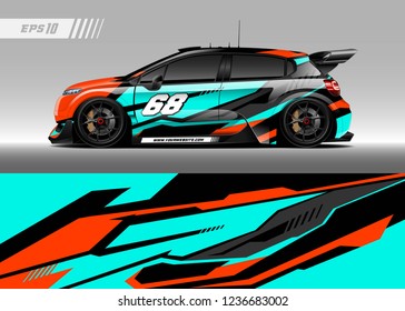 Racing car decal design vector. Graphic abstract stripe racing background kit designs for wrap vehicle, race car, adventure and livery