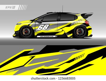 Racing car decal design vector. Graphic abstract stripe racing background kit designs for wrap vehicle, race car, adventure and livery