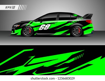 Racing car decal design vector. Graphic abstract stripe racing background kit designs for wrap vehicle, race car, adventure and livery