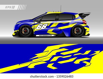 Racing car decal design vector. Graphic abstract stripe racing background kit designs for wrap vehicle, race car, rally, adventure and livery
