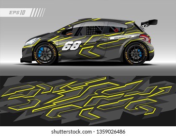 Racing car decal design vector. Graphic abstract stripe racing background kit designs for wrap vehicle, race car, rally, adventure and livery