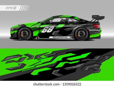 Racing car decal design vector. Graphic abstract stripe racing background kit designs for wrap vehicle, race car, rally, adventure and livery