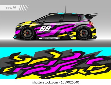 Racing car decal design vector. Graphic abstract stripe racing background kit designs for wrap vehicle, race car, rally, adventure and livery