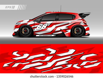Racing car decal design vector. Graphic abstract stripe racing background kit designs for wrap vehicle, race car, rally, adventure and livery