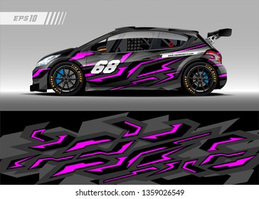 Racing car decal design vector. Graphic abstract stripe racing background kit designs for wrap vehicle, race car, rally, adventure and livery