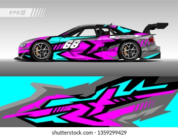 Racing car decal design vector. Graphic abstract stripe racing background kit designs for wrap vehicle, race car, rally, adventure and livery