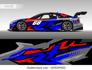Racing car decal design vector. Graphic abstract stripe racing background kit designs for wrap vehicle, race car, rally, adventure and livery