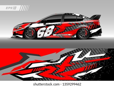 Racing car decal design vector. Graphic abstract stripe racing background kit designs for wrap vehicle, race car, rally, adventure and livery