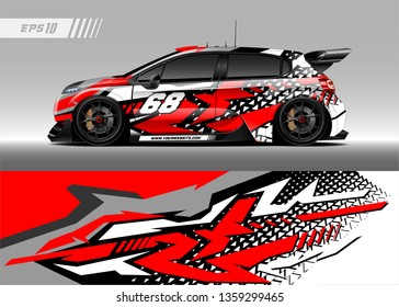 Racing car decal design vector. Graphic abstract stripe racing background kit designs for wrap vehicle, race car, rally, adventure and livery