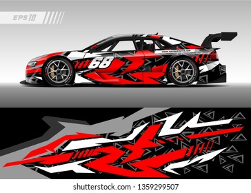 Racing car decal design vector. Graphic abstract stripe racing background kit designs for wrap vehicle, race car, rally, adventure and livery