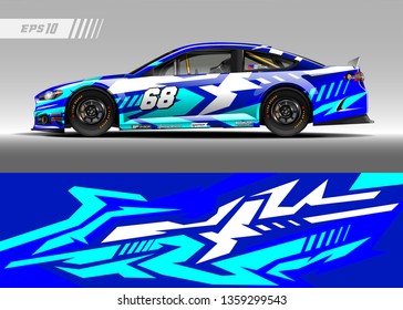 Racing car decal design vector. Graphic abstract stripe racing background kit designs for wrap vehicle, race car, rally, adventure and livery