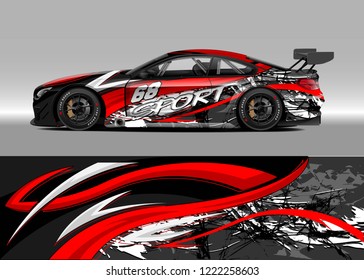 Racing Car Decal Graphic Vector, wrap vinyl sticker. Graphic abstract stripe designs for Racing vehicles.