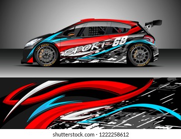 Racing Car Decal Graphic Vector, wrap vinyl sticker. Graphic abstract stripe designs for Racing vehicles.