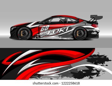 Racing Car Decal Graphic Vector, wrap vinyl sticker. Graphic abstract stripe designs for Racing vehicles.