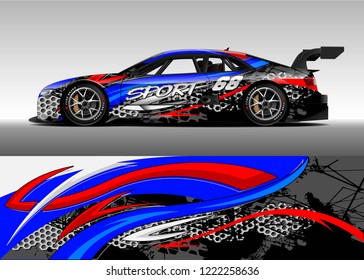Racing Car Decal Graphic Vector, wrap vinyl sticker. Graphic abstract stripe designs for Racing vehicles.
