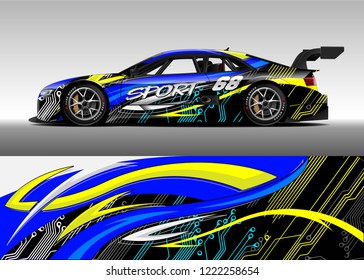 Racing Car Decal Graphic Vector, wrap vinyl sticker. Graphic abstract stripe designs for Racing vehicles.