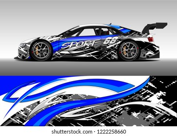 Racing Car Decal Graphic Vector, wrap vinyl sticker. Graphic abstract stripe designs for Racing vehicles.