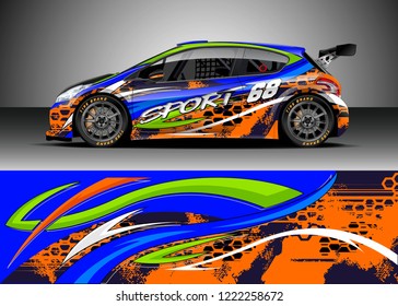 Racing Car Decal Graphic Vector, wrap vinyl sticker. Graphic abstract stripe designs for Racing vehicles.