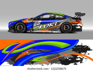 Racing Car Decal Graphic Vector, wrap vinyl sticker. Graphic abstract stripe designs for Racing vehicles.