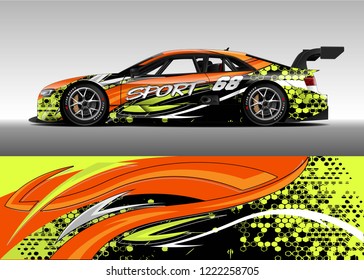 Racing Car Decal Graphic Vector, wrap vinyl sticker. Graphic abstract stripe designs for Racing vehicles.