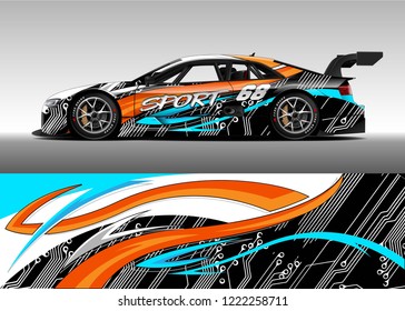 Racing Car Decal Graphic Vector, wrap vinyl sticker. Graphic abstract stripe designs for Racing vehicles.