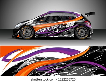 Racing Car Decal Graphic Vector, wrap vinyl sticker. Graphic abstract stripe designs for Racing vehicles.