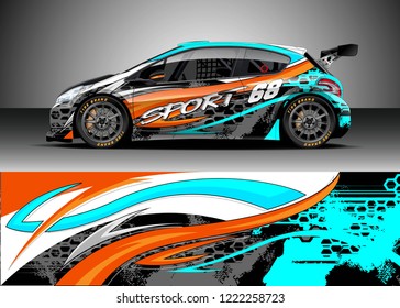 Racing Car Decal Graphic Vector, wrap vinyl sticker. Graphic abstract stripe designs for Racing vehicles.