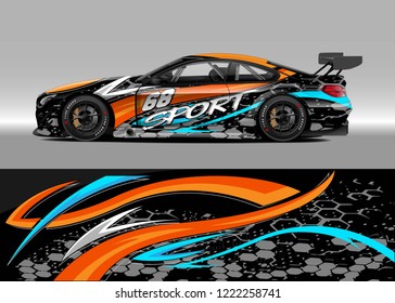 Racing Car Decal Graphic Vector, wrap vinyl sticker. Graphic abstract stripe designs for Racing vehicles.