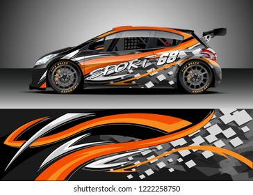 Racing Car Decal Graphic Vector, wrap vinyl sticker. Graphic abstract stripe designs for Racing vehicles.