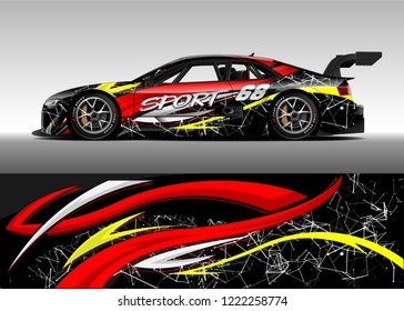Racing Car Decal Graphic Vector, wrap vinyl sticker. Graphic abstract stripe designs for Racing vehicles.
